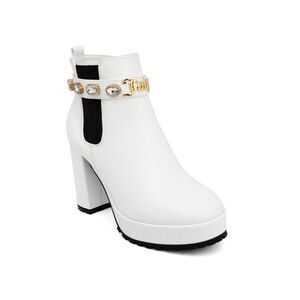 JUICY COUTURE Womens White 1 Platform Python Round Toe Block Heel Booties 8 M